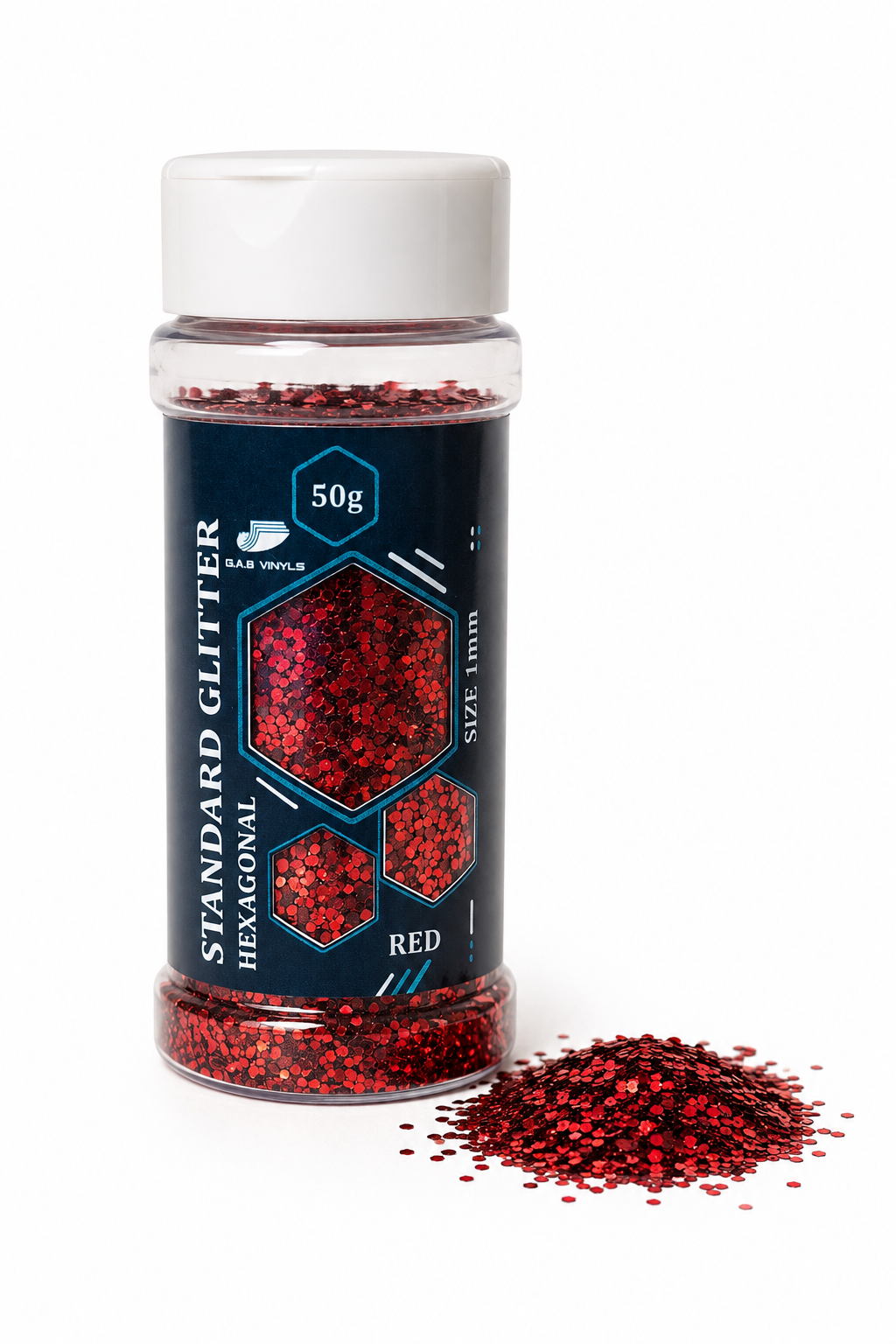 Red Hexagonal Glitter 1mm – 50g