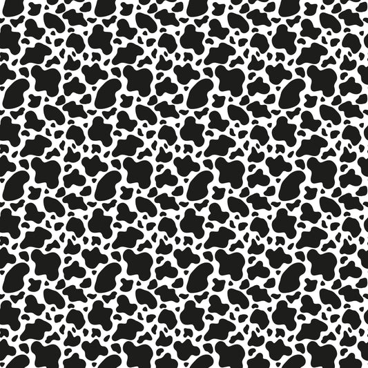 Self Adhesive Pattern Vinyl - Cow Print Black and White