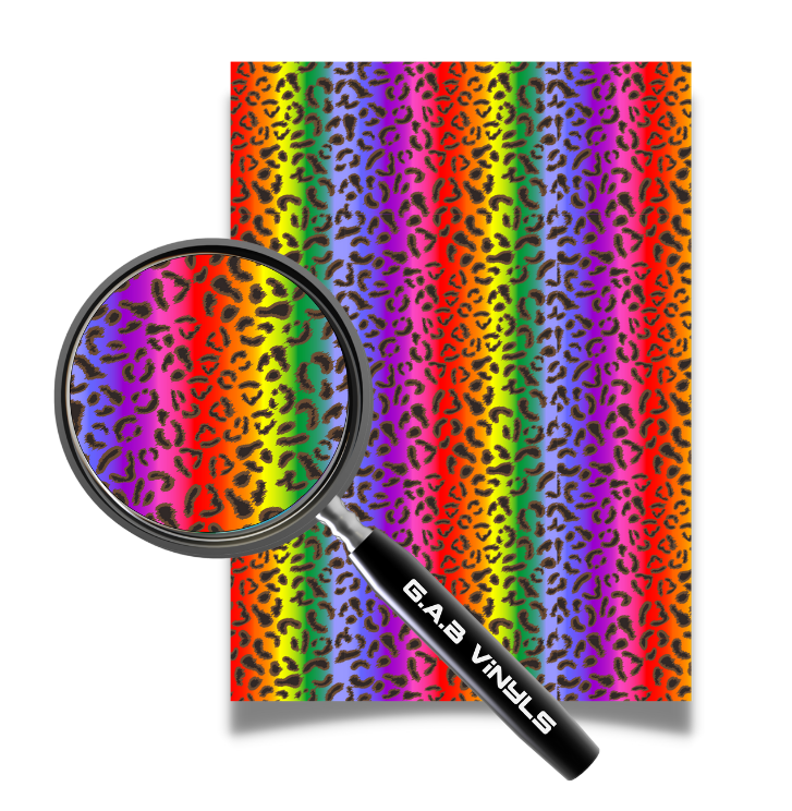 Self Adhesive Pattern Vinyl - Leopard Rainbow 1