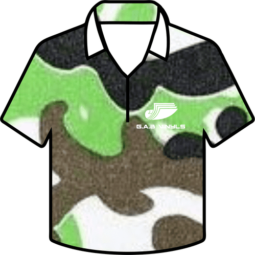 Metallic Pattern HTV :- Camo Green / Black - A4 sheet