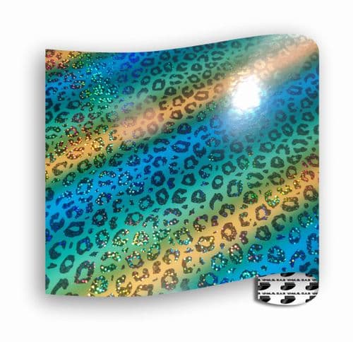 SELF ADHESIVE SPECIAL OFFER: Holographic Yellow/Green :- Yellow Green Leopard - Mini Roll