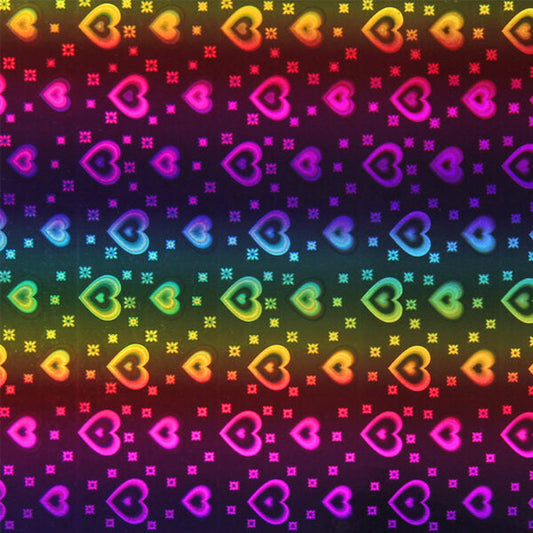 Holographic Rainbow :- Rainbow Hearts - A4 sheet