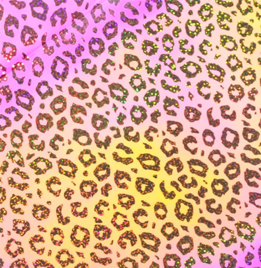 SELF ADHESIVE SPECIAL OFFER - Opal Patterns :- Pink/Yellow Leopard - Mini Roll 30cm x 50cm