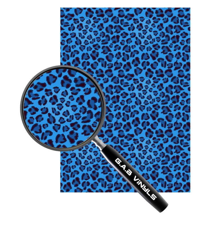 Self Adhesive Pattern Vinyl - Leopard Blue