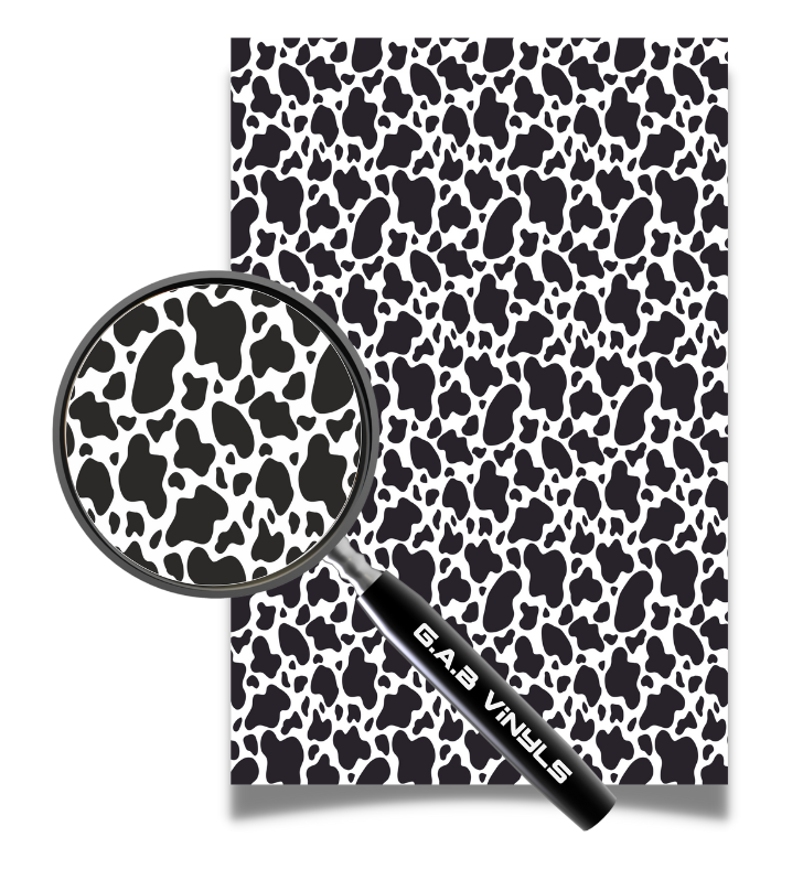 Self Adhesive Pattern Vinyl - Cow Print Black and White