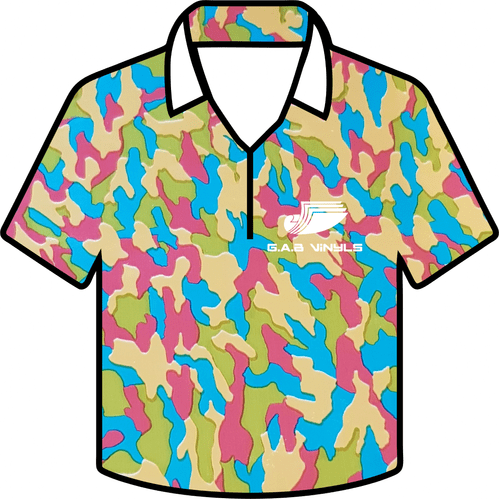 Metallic Pattern HTV :- Camo Rainbow - A4 sheet