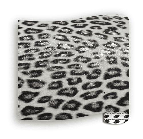Glitter Patterns (Textured) - Black/White Leopard - Metre