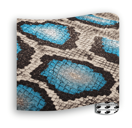 Glitter Patterns (Textured) - Blue/Black Snake Skin - Metre